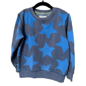 Mini Boden Stars Pullover Crew Neck Sweatshirt in Blue Size 5-6 Years